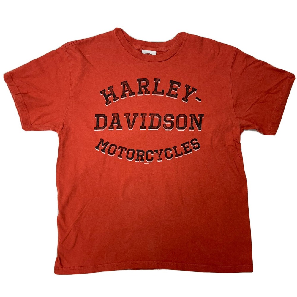 Harley-Davidson Indianapolis IN Dealer T-Shirt Men's Large Orange Motorcycle Tee